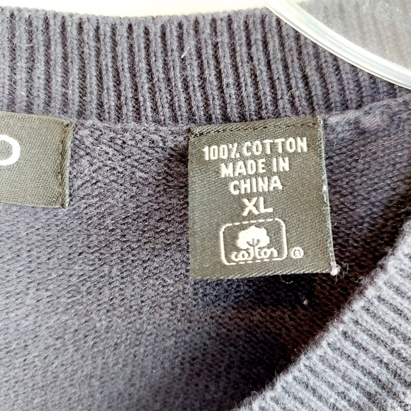 Izod Golf  V Neck Sweater Argyle Navy Blue Gray - Picture 3 of 8